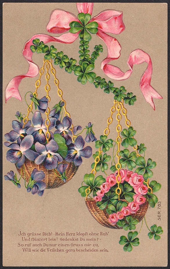 Lithographien Schweiz, Kitschkarten, mit Prägedruck, 1908