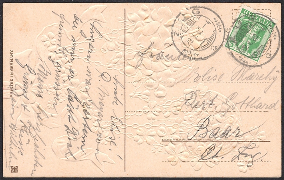 Lithographien Schweiz, Kitschkarten, mit Prägedruck, 1908 – Bild 2