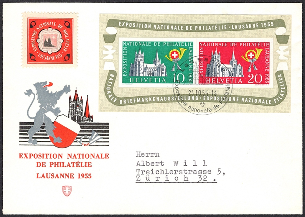 Schweiz, Zuschlagsausgaben, Nr.35 LAUSANNE, Sonderstempel, Brief mit Vignette