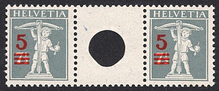 Schweiz, Zwischenstege, Nr.15, 5 auf 7 1/2