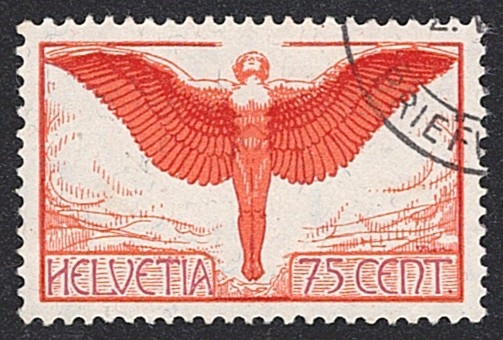 Schweiz,Flugpost, Nr.11, 75Rp.orange, Eckstempel