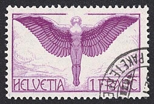 Schweiz,Flugpost, Nr.12, 1Fr.violett, Eckstempel