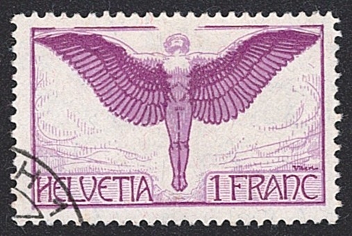 Schweiz,Flugpost, Nr.12, 1Fr.violett, Eckstempel