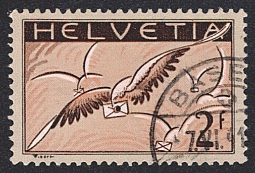 Schweiz,Flugpost, Nr.13z, 2Fr.braun, BASEL