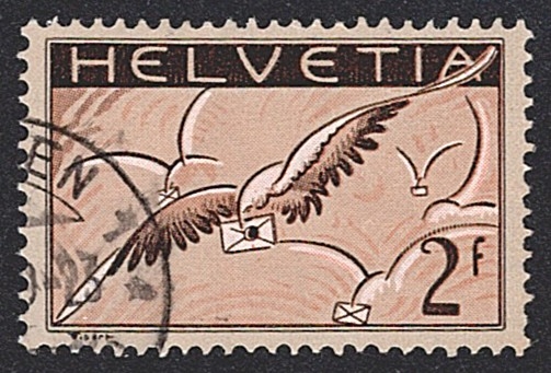 Schweiz,Flugpost, Nr.13z, 2Fr.braun, Eckstempel