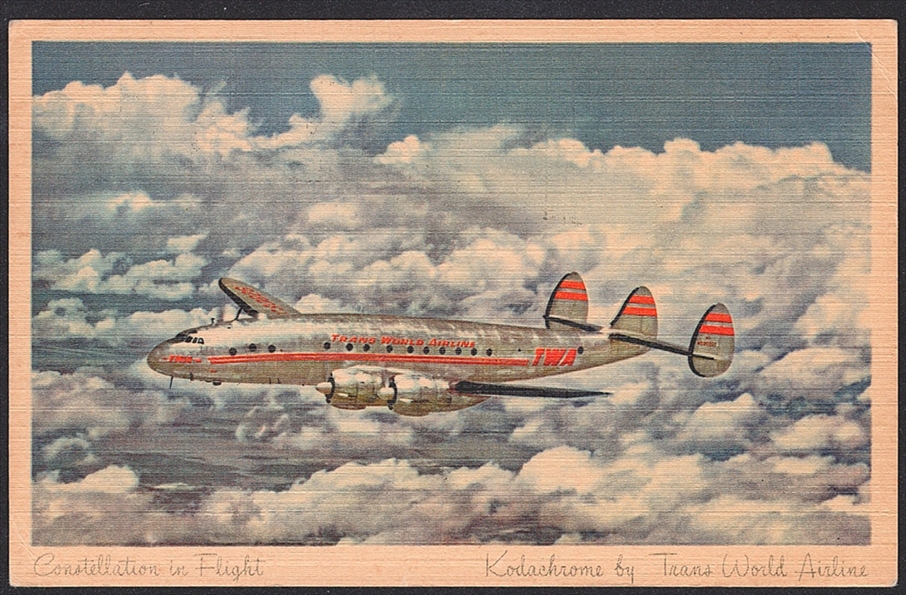 Ansichtskarten, Motive, Flugzeuge, Constellation der TWA, 1950