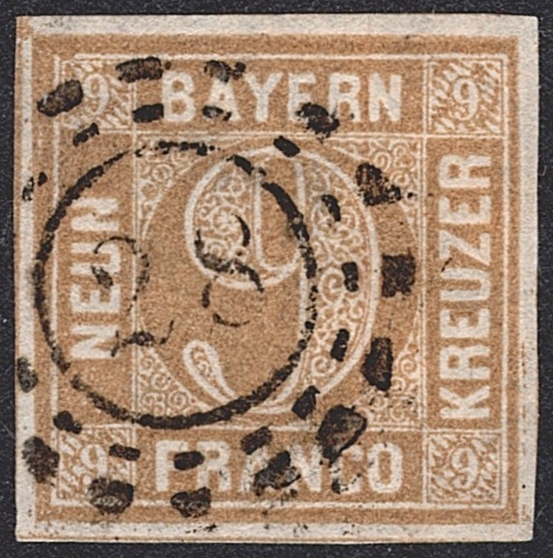 Deutschland, Altdeutschland, Bayern, Nr.11, 9Kr., Mühlradstempel 28