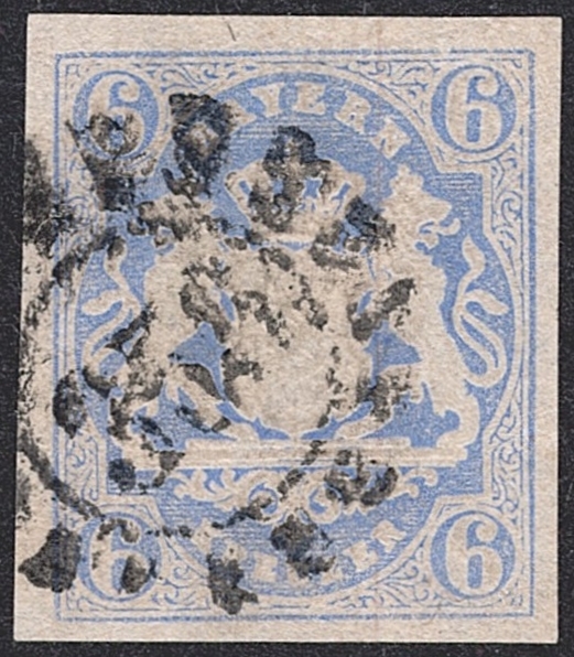 Deutschland, Altdeutschland, Bayern, Nr.16, 6Kr., Mühlradstempel Nr.356