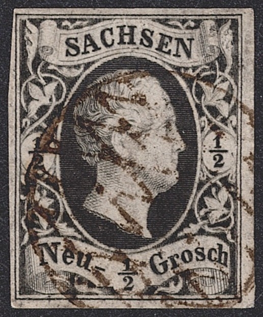 Deutschland, Altdeutschland, Sachsen, Nr.3, 1/2Ngr., Kreisrautenstempel
