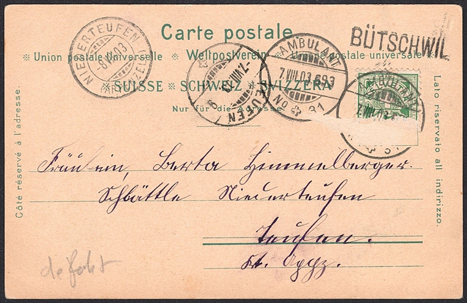 Lithographien Schweiz, Gruss aus BÜTSCHWIL, 7 Bilder, 1903 – Bild 2