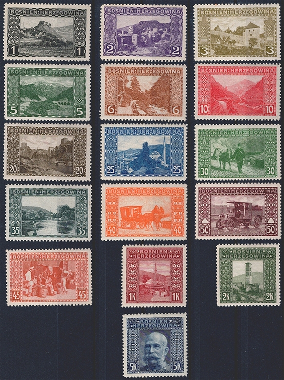 Österreich, Bosnien Herzegowina, 1906, Freimarken, Nr.29-44, komplette Serie