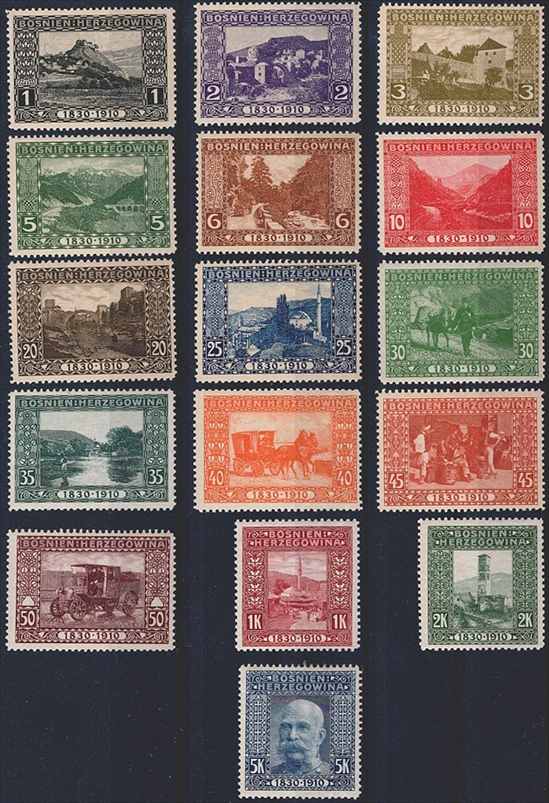Österreich, Bosnien Herzegowina, 1910, Freimarken, Nr.45-60, komplette Serie