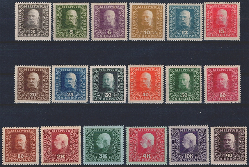 Österreich, Bosnien Herzegowina, 1916, Freimarken, Nr.99-116, komplette Serie
