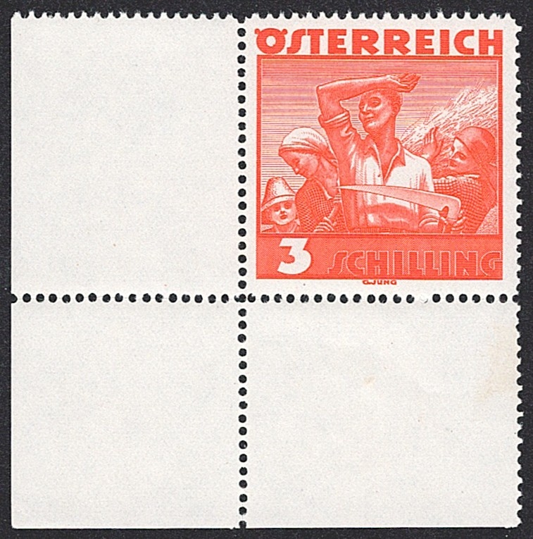 Österreich, Nr.586, 3S.zinnober, Bogenecke