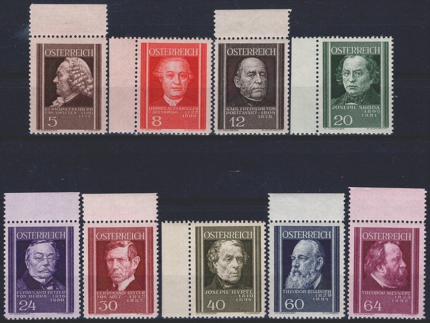 Österreich, Nr.649-657, Wohlfahrt, komplette Serie, Bogenrand