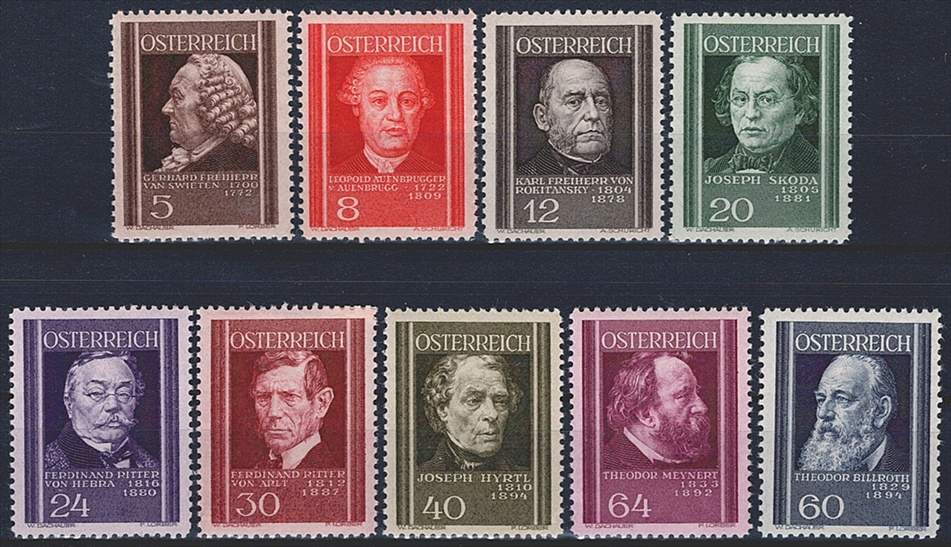 Österreich, Nr.649-657, Wohlfahrt, komplette Serie