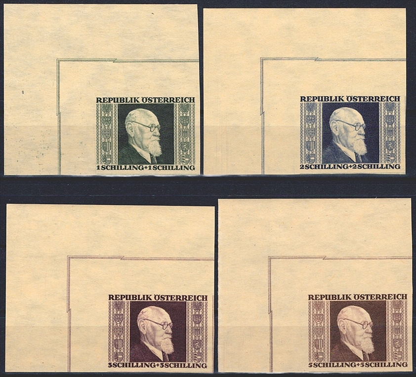 Österreich, Nr.772B-775B, Karl Renner, komplette Serie, gelbes Japanpapier
