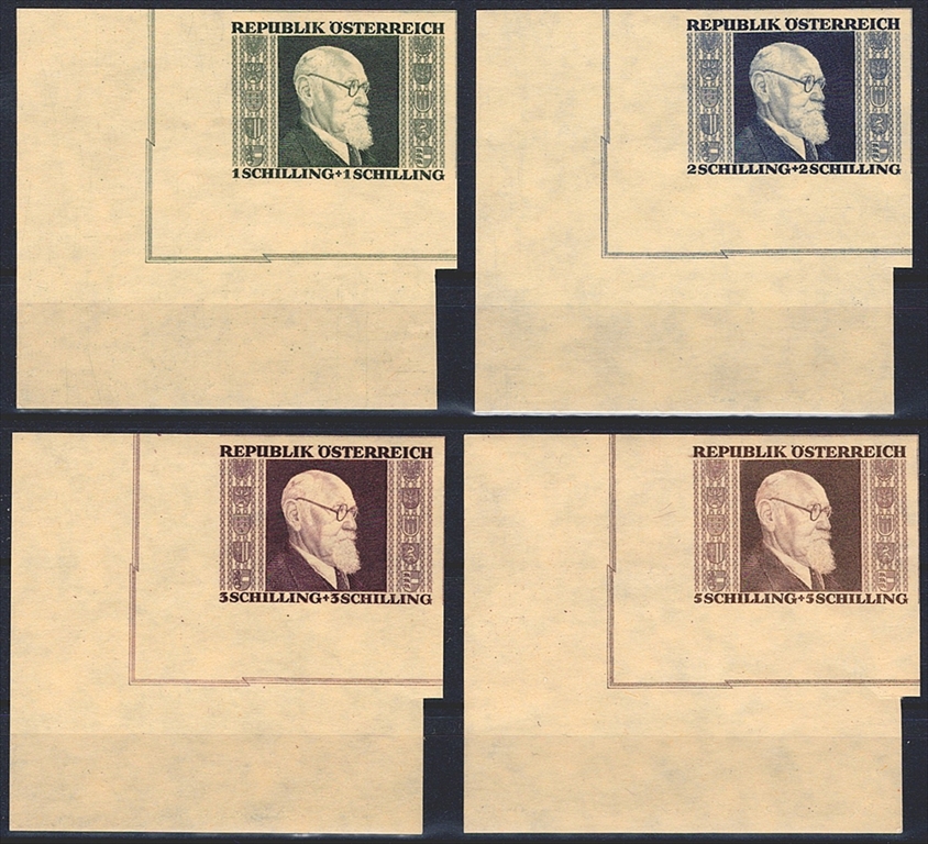Österreich, Nr.772B-775B, Karl Renner, komplette Serie, gelbes Japanpapier