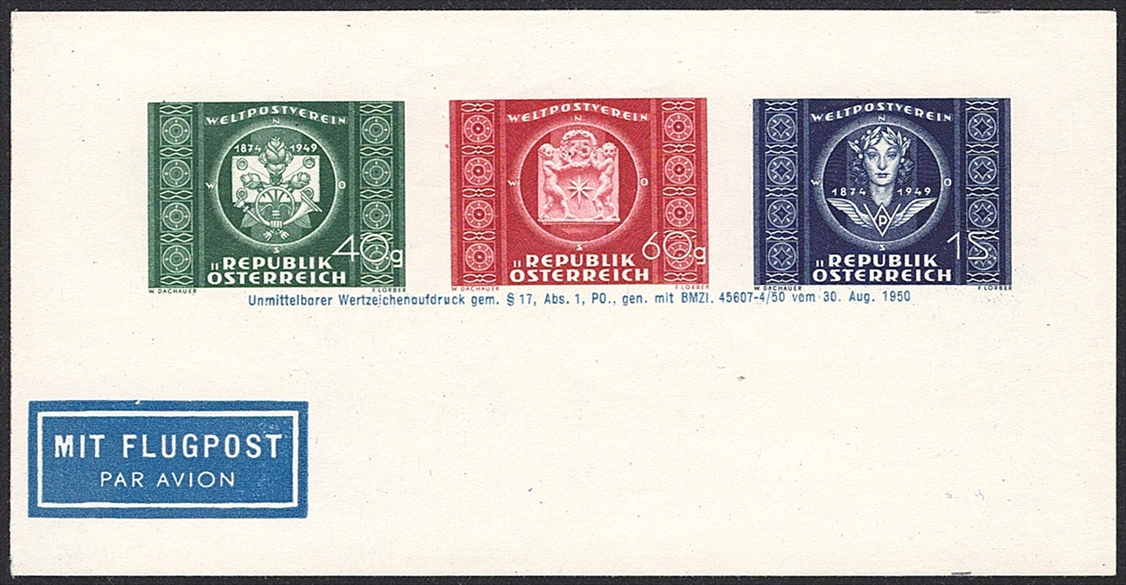 Österreich, Nr.943y-945y, UPU-Adresszettel, weisses Papier