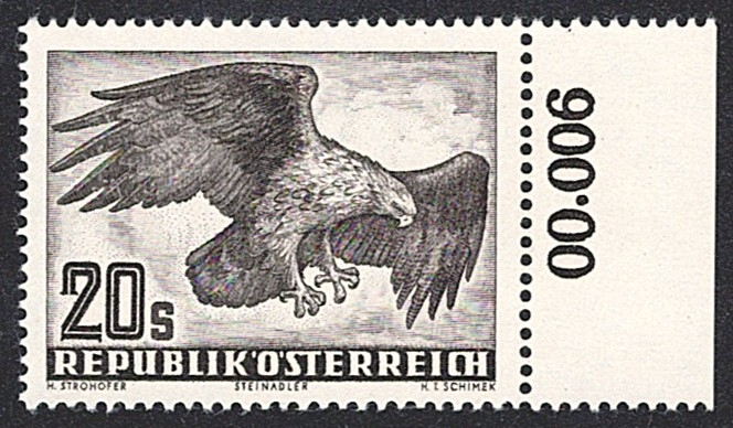Österreich, Nr.968x, Steinadler, mit rechtem Bogenrand