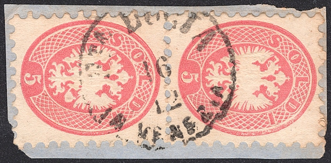 Österreich Venetien1863/64 - 5 Soldi (2 Marken) ANK Nr. LV 21 gestempelt "SANTA LUCIA"