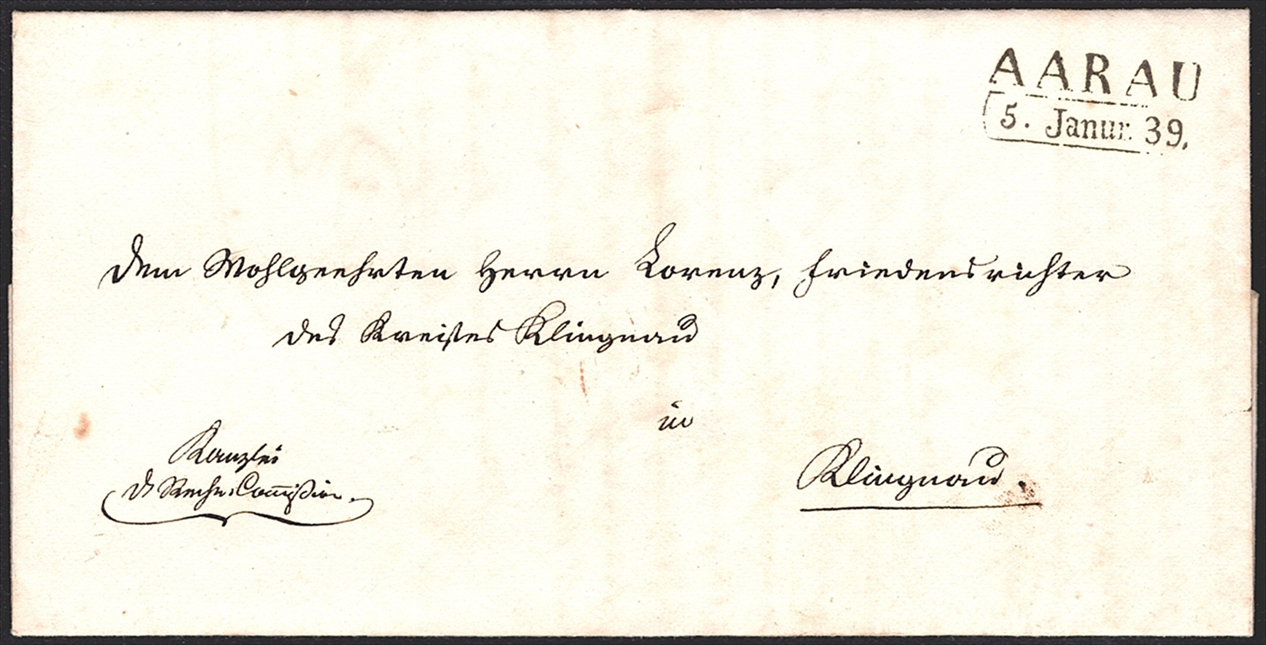 Schweiz, Abstempelungen, Kanton Aargau, AARAU, Wi.2006, portofreier Faltbrief nach Klingnau