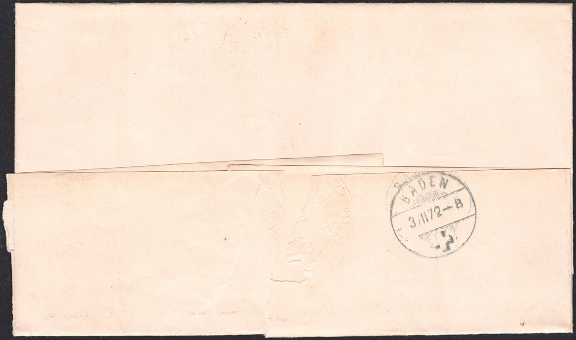 Schweiz, Abstempelungen, Kanton Aargau, Fingerhutstempel Gr.104, OBER-ROHRDORF, Nr.38 auf Nachnahme nach Baden – Bild 2