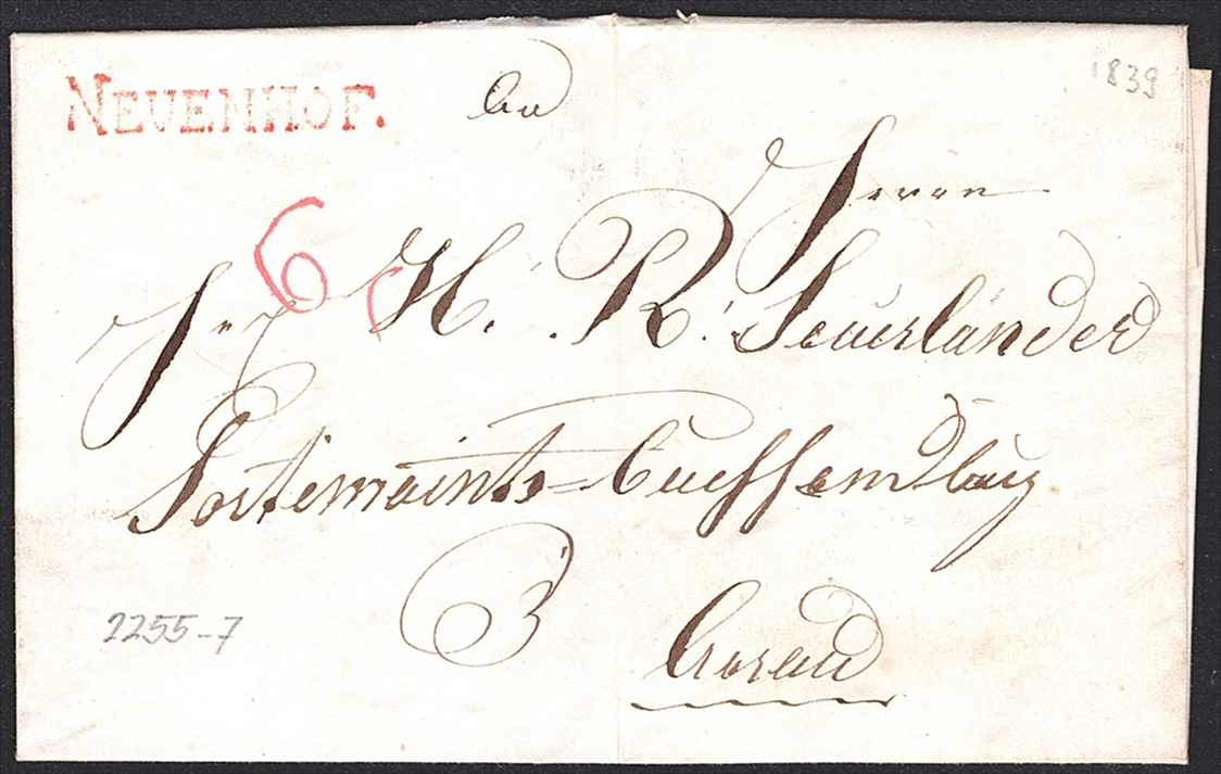 Schweiz, Abstempelungen, Kanton Aargau, NEUENHOF rot, Wi.2255, Faltbrief nach Aarau