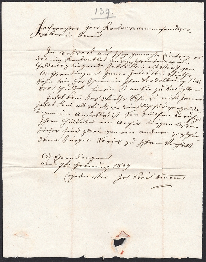 Schweiz, Abstempelungen, Kanton Aargau, O:EHRENDINGEN/BADEN, Wi.2260/2061, Faltbrief nach Aarau – Bild 3