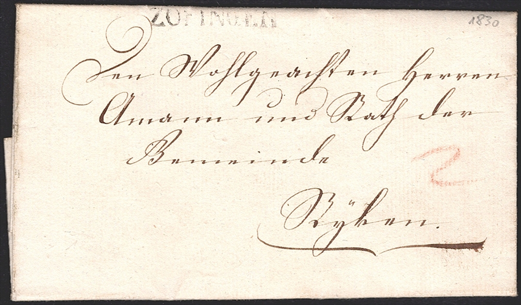 Schweiz, Abstempelungen, Kanton Aargau, ZOFINGEN, Wi.2379, amtlicher Faltumschlag nach Rykon