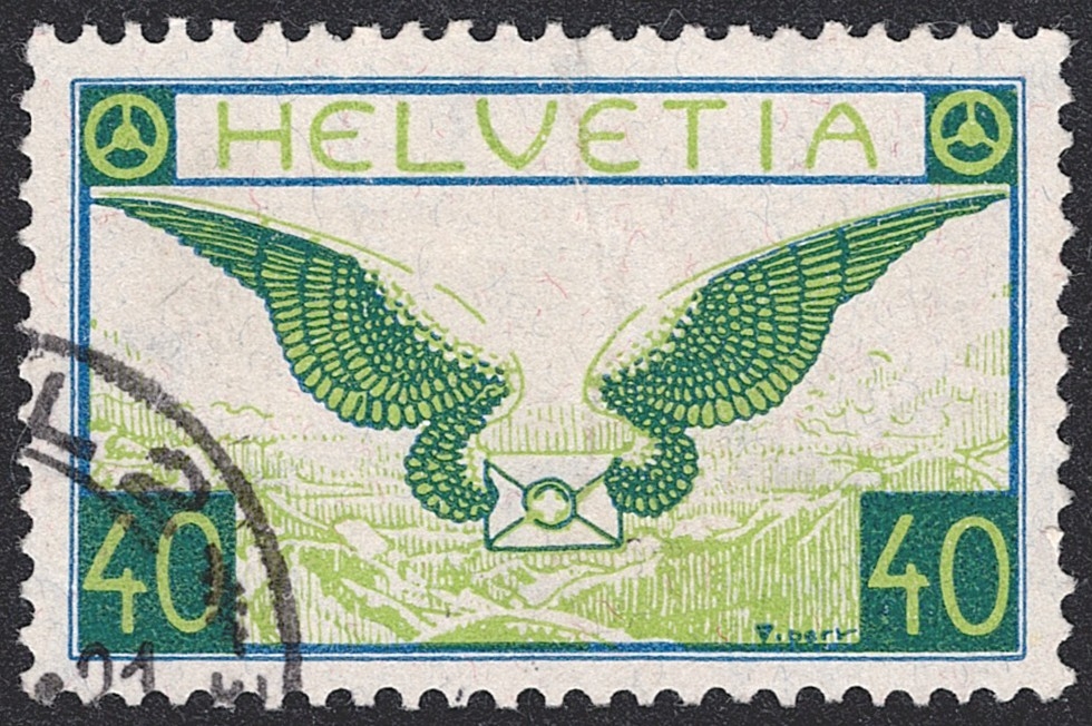 Schweiz, Flugpost, Flugbrief, Nr.15, Eckstempel