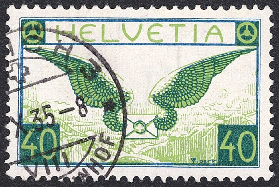 Schweiz, Flugpost, Flugbrief, Nr.15z, geriffeltes Papier, ZÜRICH