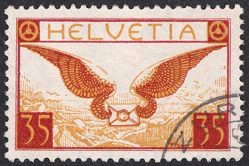 Schweiz, Flugpost, Nr.14, Luftbrief Eckstempel