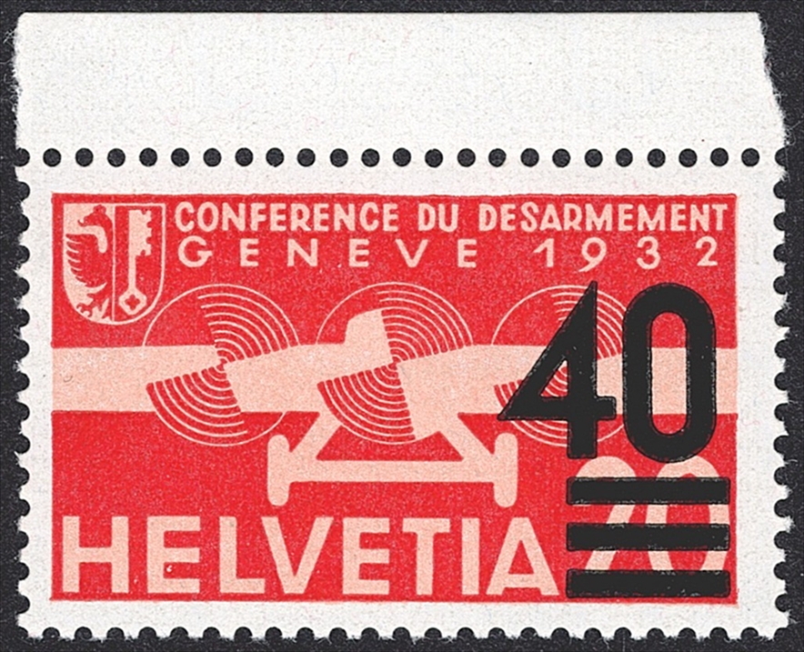 Schweiz, Flugpost, Nr.25, 40/20Rp., oben Bogenrand