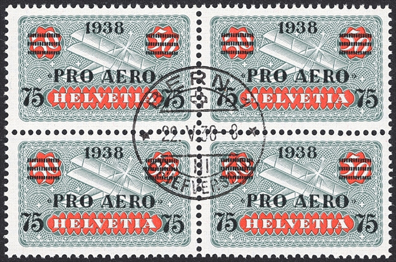 Schweiz, Flugpost, Nr.26, Pro Aero, im Viererblock, BERN