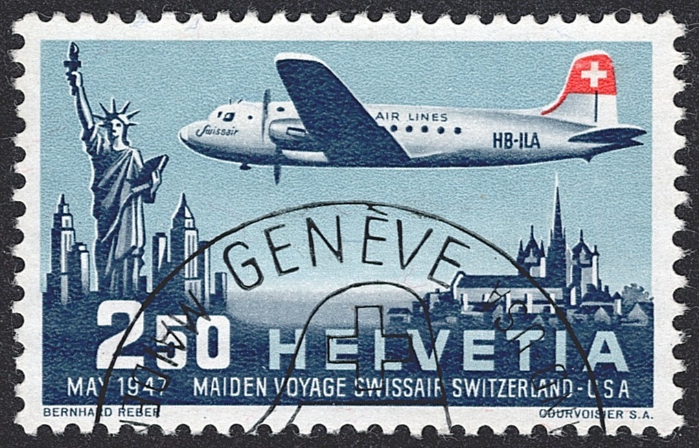 Schweiz, Flugpost, Nr.42, Swissair-Sonderflug, GENEVE