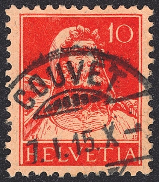 Schweiz, Freimarken, Nr.126l, 10Rp.rot Typ 1, COUVET
