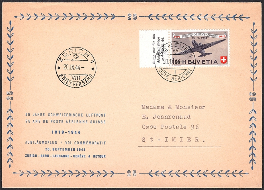 Schweiz, Sonderflüge, Pro Aero, Genf-Zürich, 44.1m