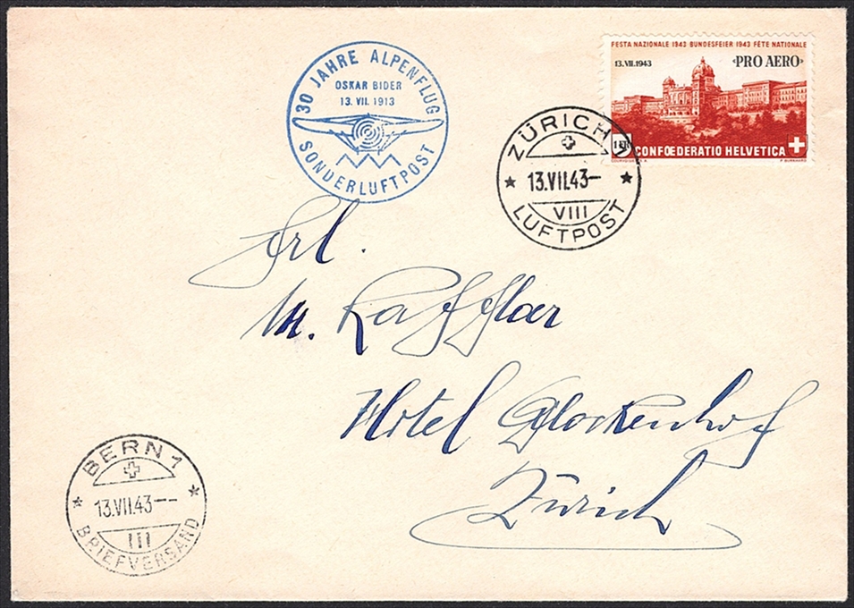 Schweiz, Sonderflüge, Pro Aero, Zürich-Bern, 43.1b
