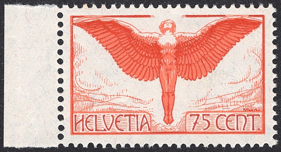 Schweiz,Flugpost, Nr.11, Ikarus, Bogenrand links