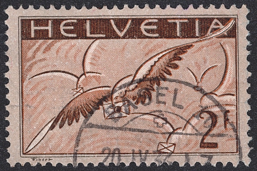 Schweiz,Flugpost, Nr.13, Brieftaube, BASEL