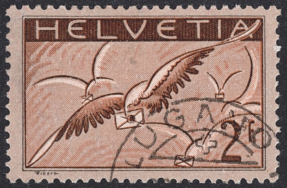 Schweiz,Flugpost, Nr.13, Brieftaube, LUGANO