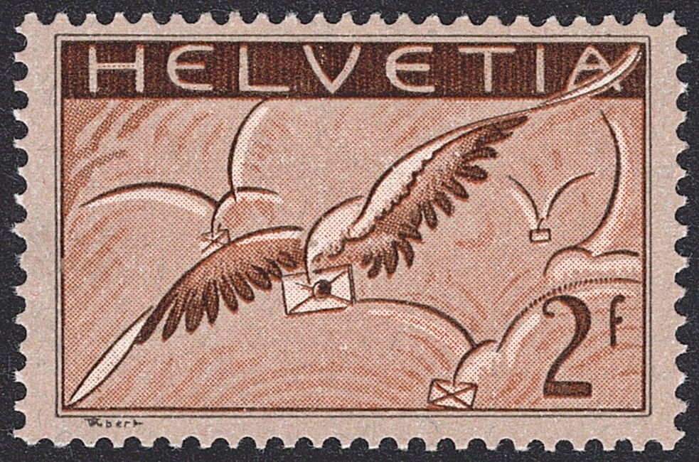 Schweiz,Flugpost, Nr.13, Brieftaube