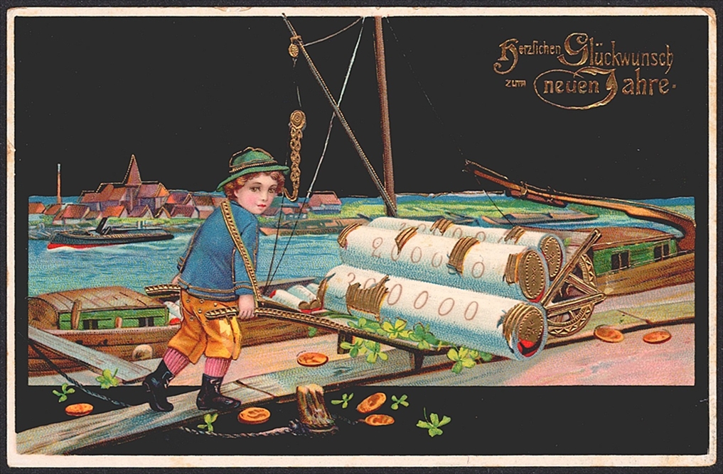 Ansichtskarten, Motive, Herzlichen Glückwunsch zum neuen Jahre, Prägedruck, gestempelt DÜRRENROTH, 1902
