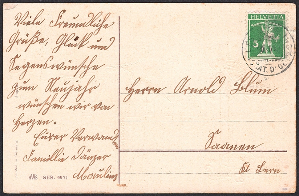 Ansichtskarten, Motive, Herzlichen Glückwunsch zum neuen Jahre, Prägedruck, gestempelt DÜRRENROTH, 1902 – Bild 2