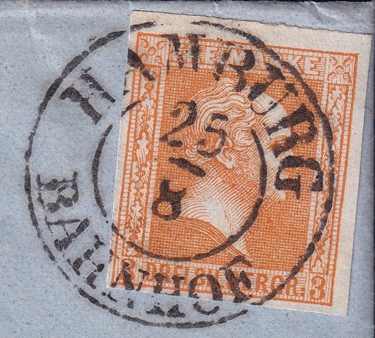 Deutschland 1859 Preussen Mi. Nr. 12 a (3 Sgr.) vollrandig auf Ausland-Faltbrief von Hamburg nach Prag - schön gestempelt – Bild 2