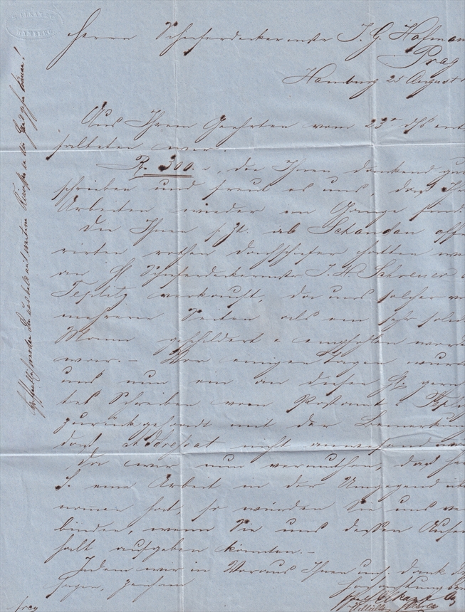 Deutschland 1859 Preussen Mi. Nr. 12 a (3 Sgr.) vollrandig auf Ausland-Faltbrief von Hamburg nach Prag - schön gestempelt – Bild 4