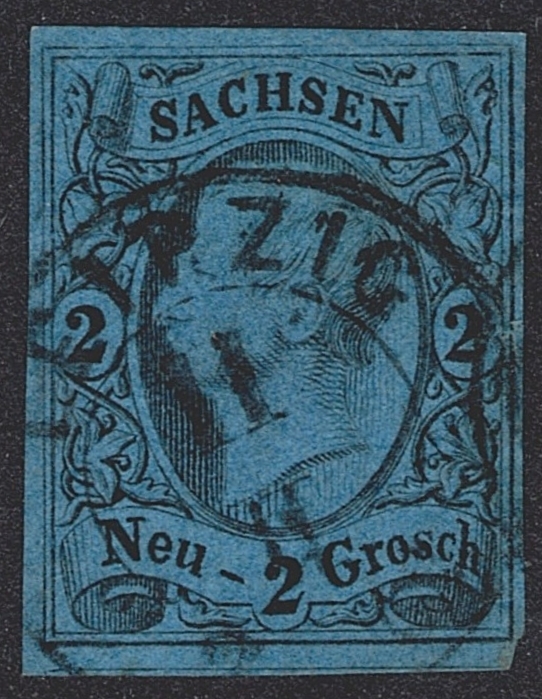 Deutschland, Altdeutschland, Sachsen, Nr.10a, 2 Ngr, mittelblau, LEIPZIG