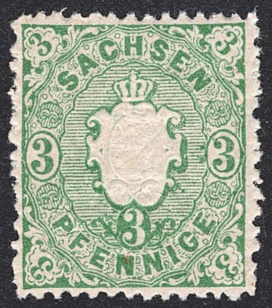 Deutschland, Altdeutschland, Sachsen, Nr.14, 3Pfg.grün