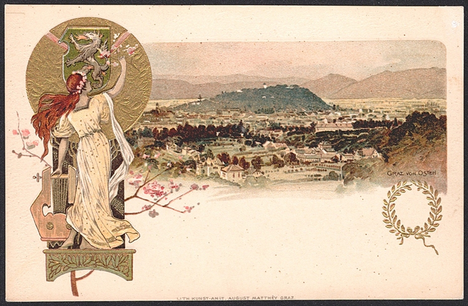 Lithographien, Österreich, GRAZ VON OSTEN, 2 Bilder, 1902, nicht gelaufen